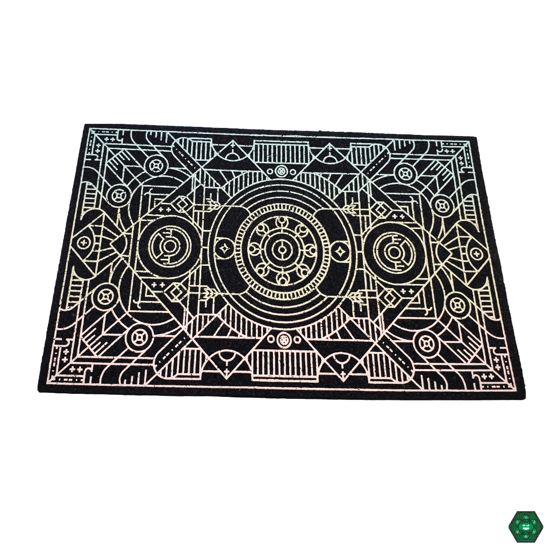 Mood Mats Lunar Runner featuring a cosmic-themed design, crafted with high-quality, heat-resistant material and a non-slip surface for stable use and added aesthetic to any glass collection.