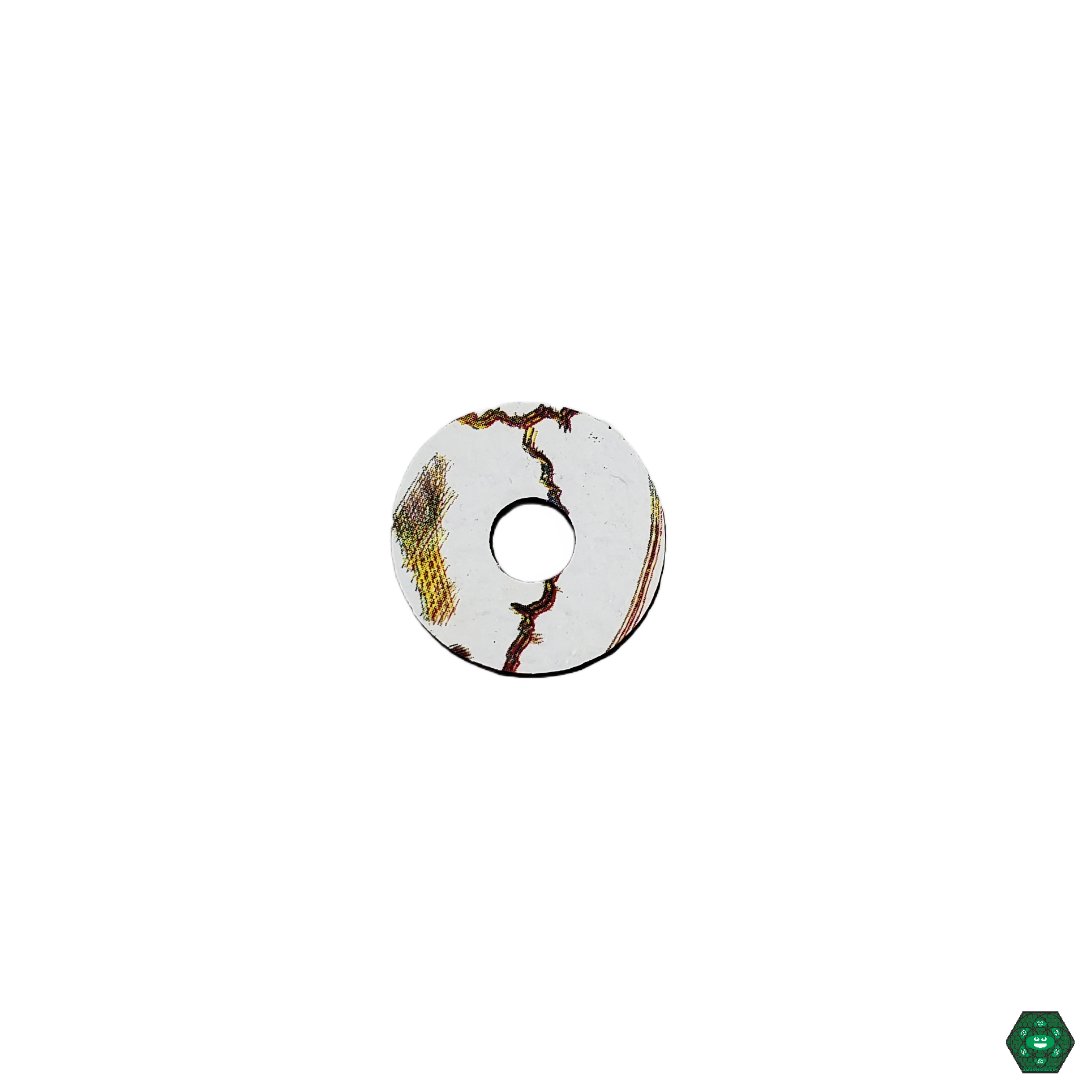 Close-up of Mood Mats Mood Rings, showcasing their intricate design and eco-friendly construction for durable, sustainable surface protection.