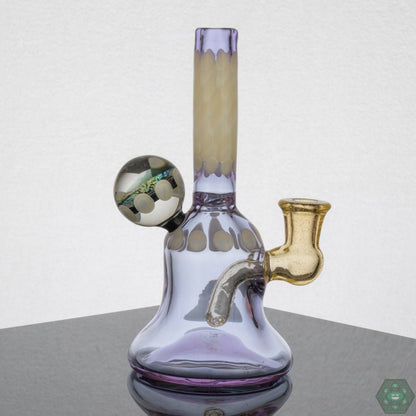 Natrix Glass Mini Tube - Purple Lollipop – A collectible glass piece with unique purple lollipop color and dichroic detailing.