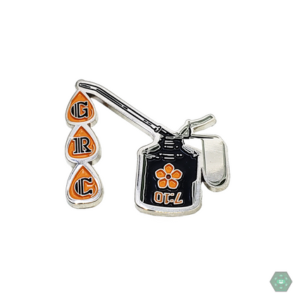 Oil Can Hat Pin featuring a fun, quirky design with high-quality enamel, perfect for adding a playful touch to any pin collection.
