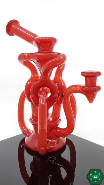 OTW Glass Fruit Basket TDTDR Recycler – 8-inch colorful rig with 7-hole perc, 10mm joint, and triple uptake for smooth filtration and vibrant design.