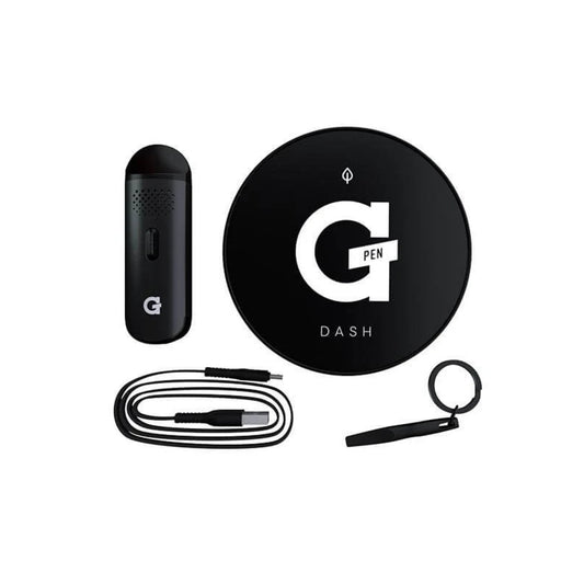 G Pen Dash Dry Herb Vaporizer: A photo showcasing the G Pen Dash vaporizer in use, with vapor emanating from the mouthpiece. The image should highlight the device's smooth vapor production and its convection heating system. The focus should be on the user experience, conveying the idea of a satisfying and enjoyable vaping session.