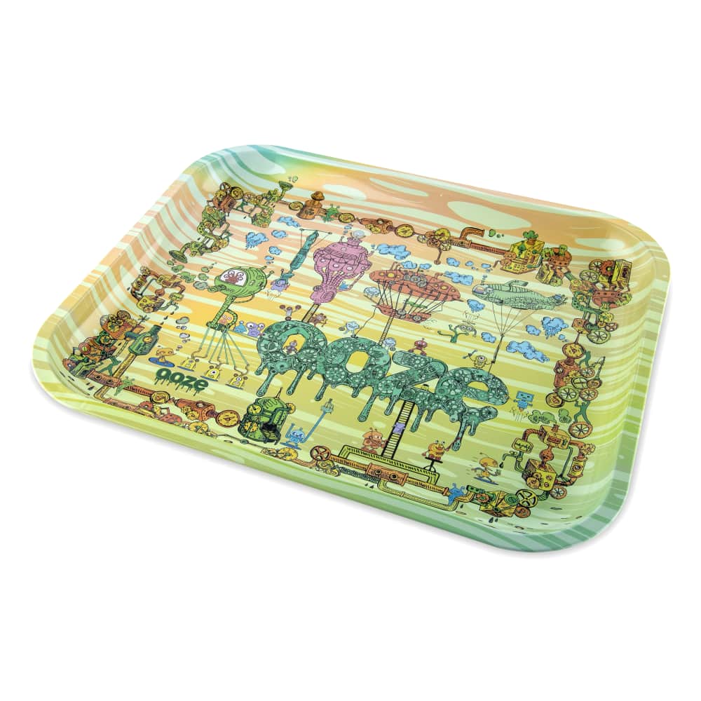 Portable Rolling Tray: The Ooze Medium Rolling Tray provides a convenient and portable surface for rolling and organizing your supplies, perfect for on-the-go use.
