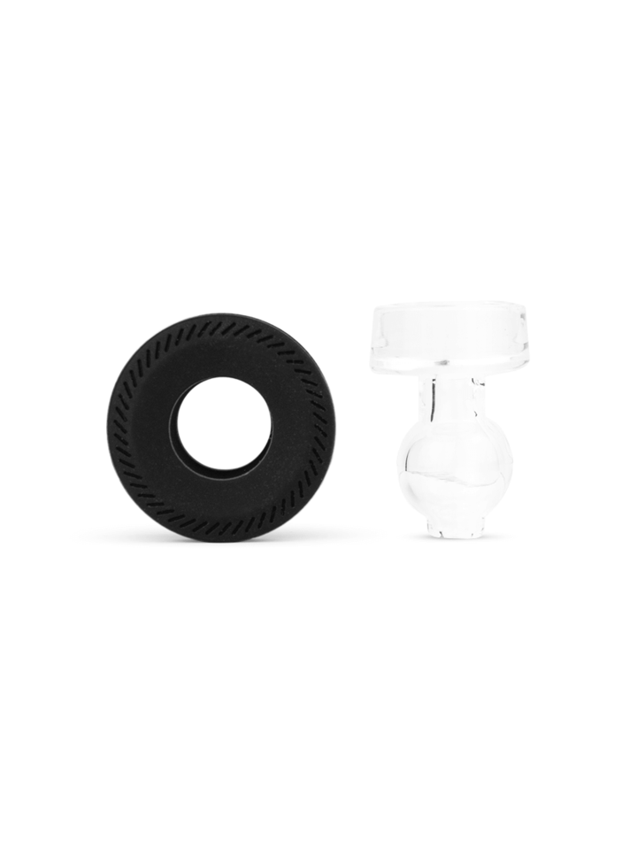 Close-up of the Puffco Peak Pro Ball Cap, highlighting its sleek design and adjustable airflow for customizable vapor control.