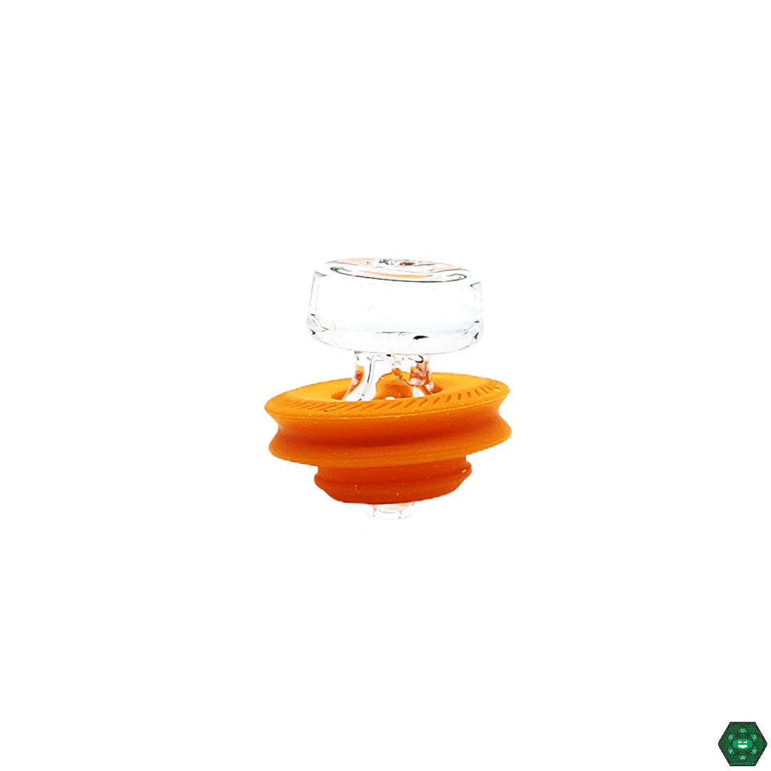 Puffco Peak Pro Ball Cap on a dab rig, showing how it directs airflow to maximize vapor quality and ensure a satisfying dab session.