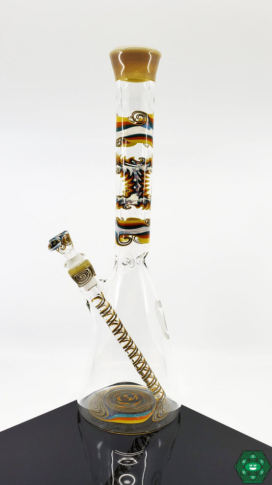 Q Factor Glass - Fully Worked Beaker (Tan) - @Qfactorglass - HG