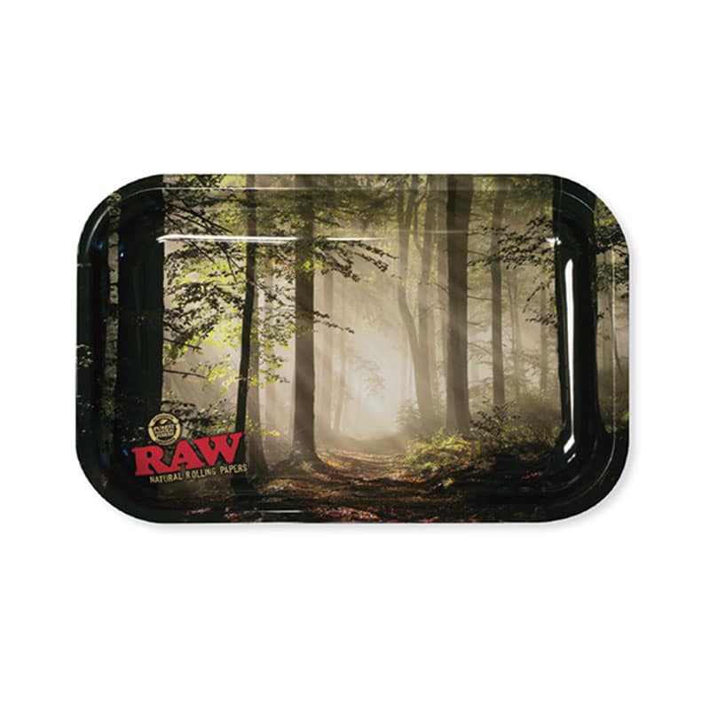 RAW Medium Rolling Tray - Smokey Forest, a durable and eco-friendly rolling surface, offering a smooth, non-stick surface perfect for organizing and rolling your herbs, designed for an environmentally conscious rolling experience.