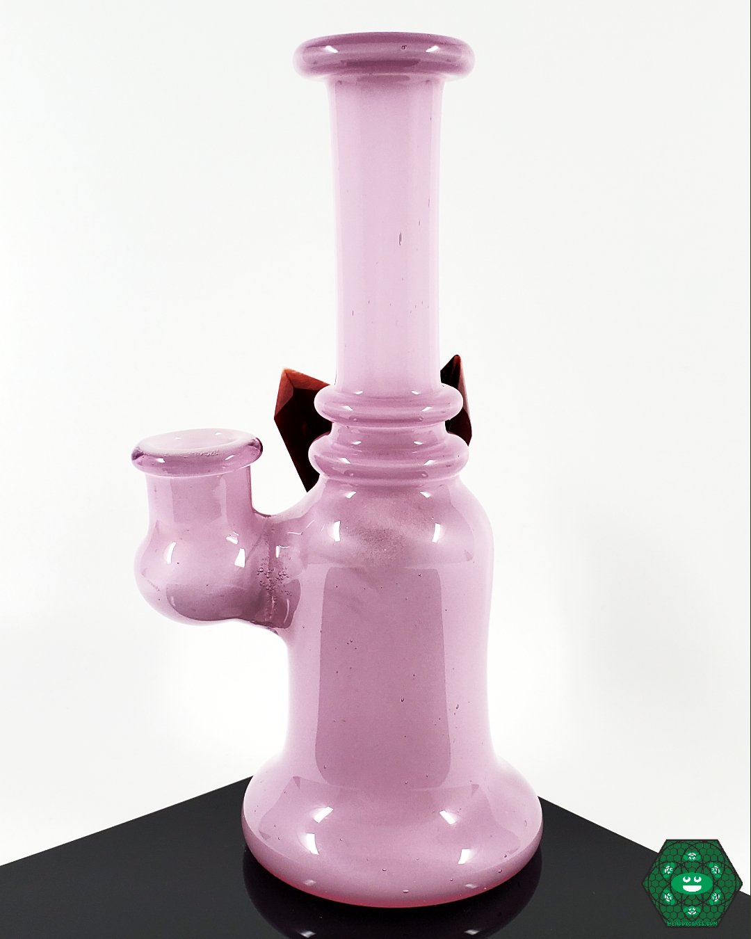 Raya Glass Pink Satin Clear-Dipped Mini Tube - 14mm Joint, Unique Crystal Accent