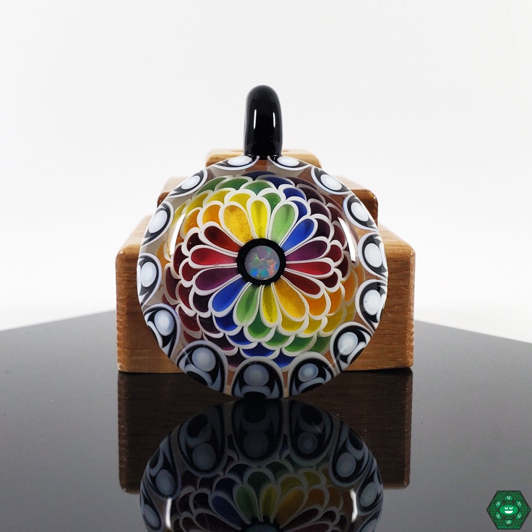 RL Dots Pendant at Headdy Glass: Explore the unique and colorful 2-Layer Rainbow Pendant by RL Dots, a handcrafted glass art piece available with fast shipping.