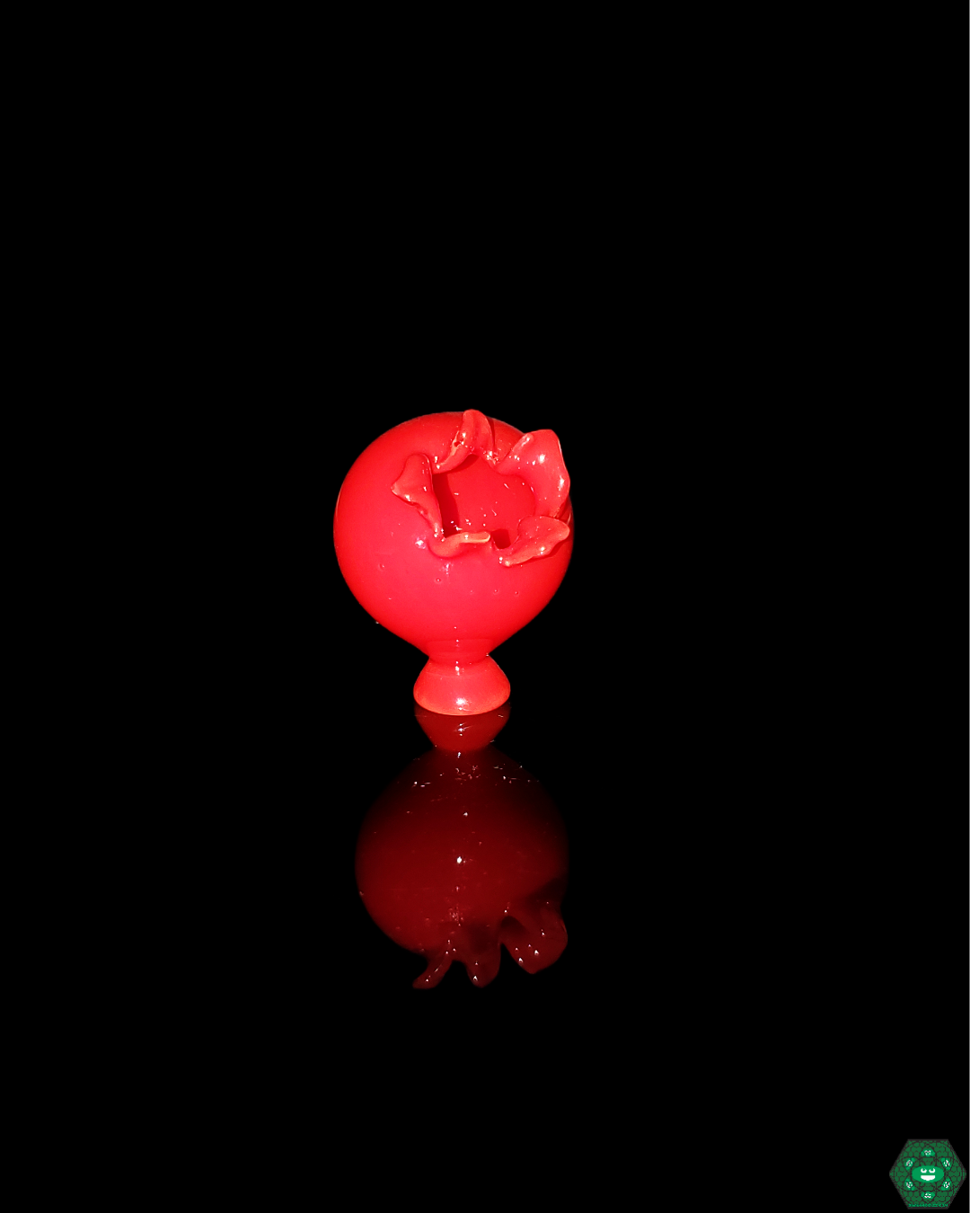  Rosburg Glass Balloon Bubble Cap in Red (35MM), showcasing its vibrant color and balloon shape for improved airflow and visual appeal during dabbing.