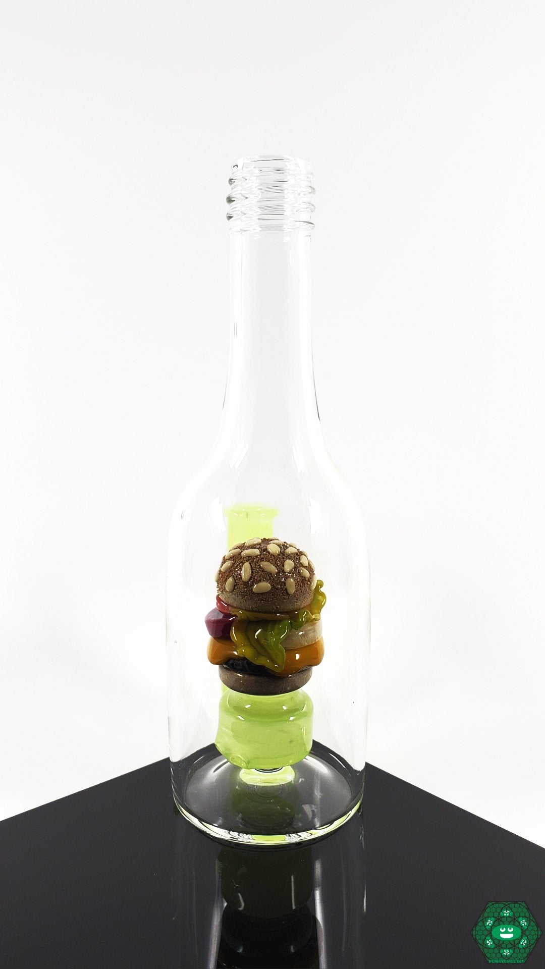 Rosburg Glass Bottle Rig – Slyme Edition with durable 10mm joint, perfect for daily use and adding personality to any collection.