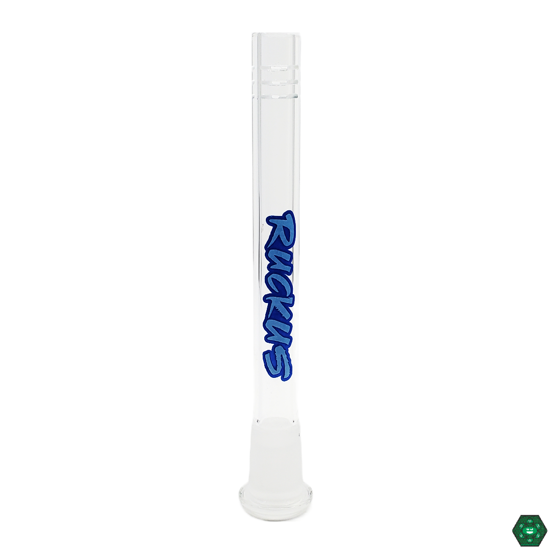 Ruckus Glass 5" Downstem featuring durable glass construction for smooth airflow and filtration.