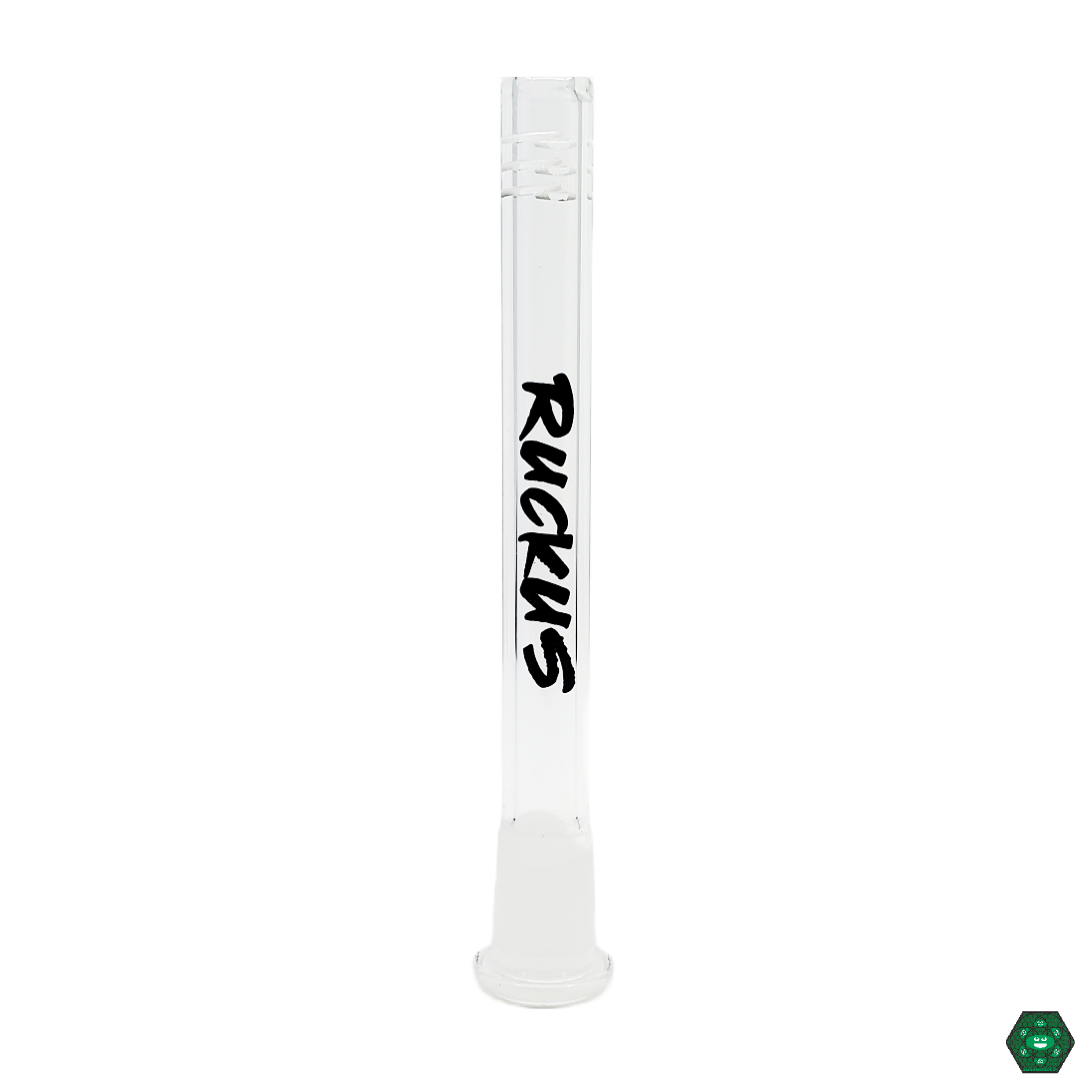 Side view of the Ruckus Glass 5" Downstem, showcasing its sleek and functional design.