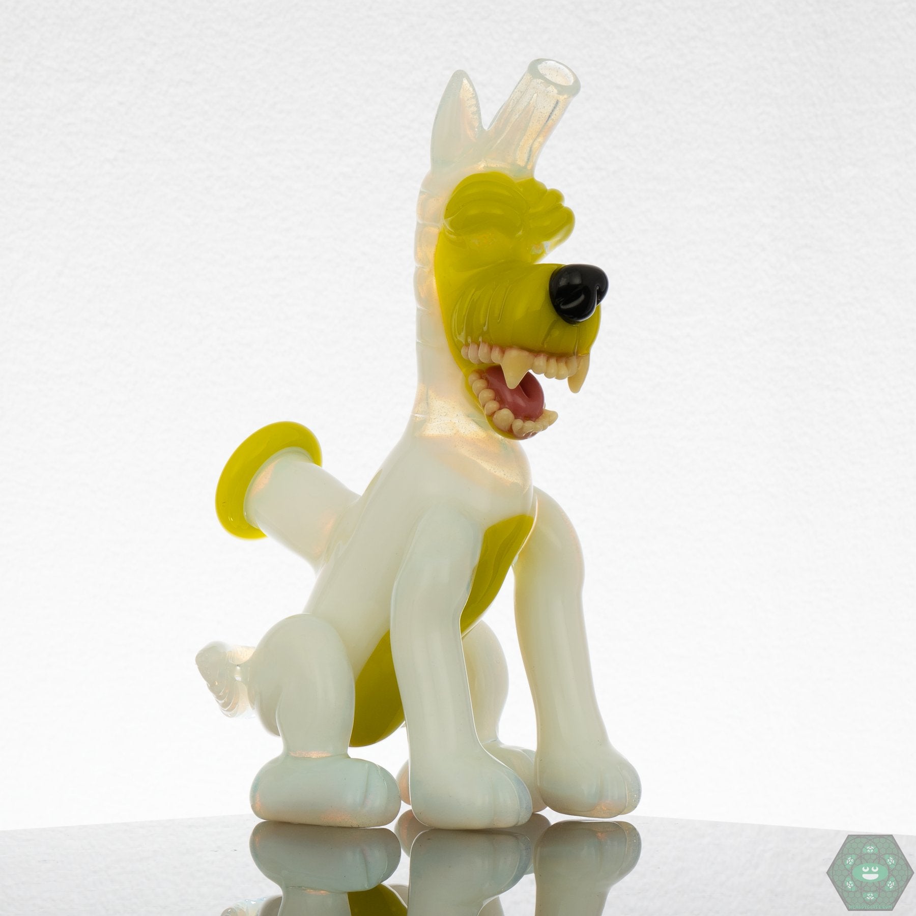 Ryan Kane Full Body Open Mouth Wolf - Secret White & Roswell - @Ryankane_glass - HG