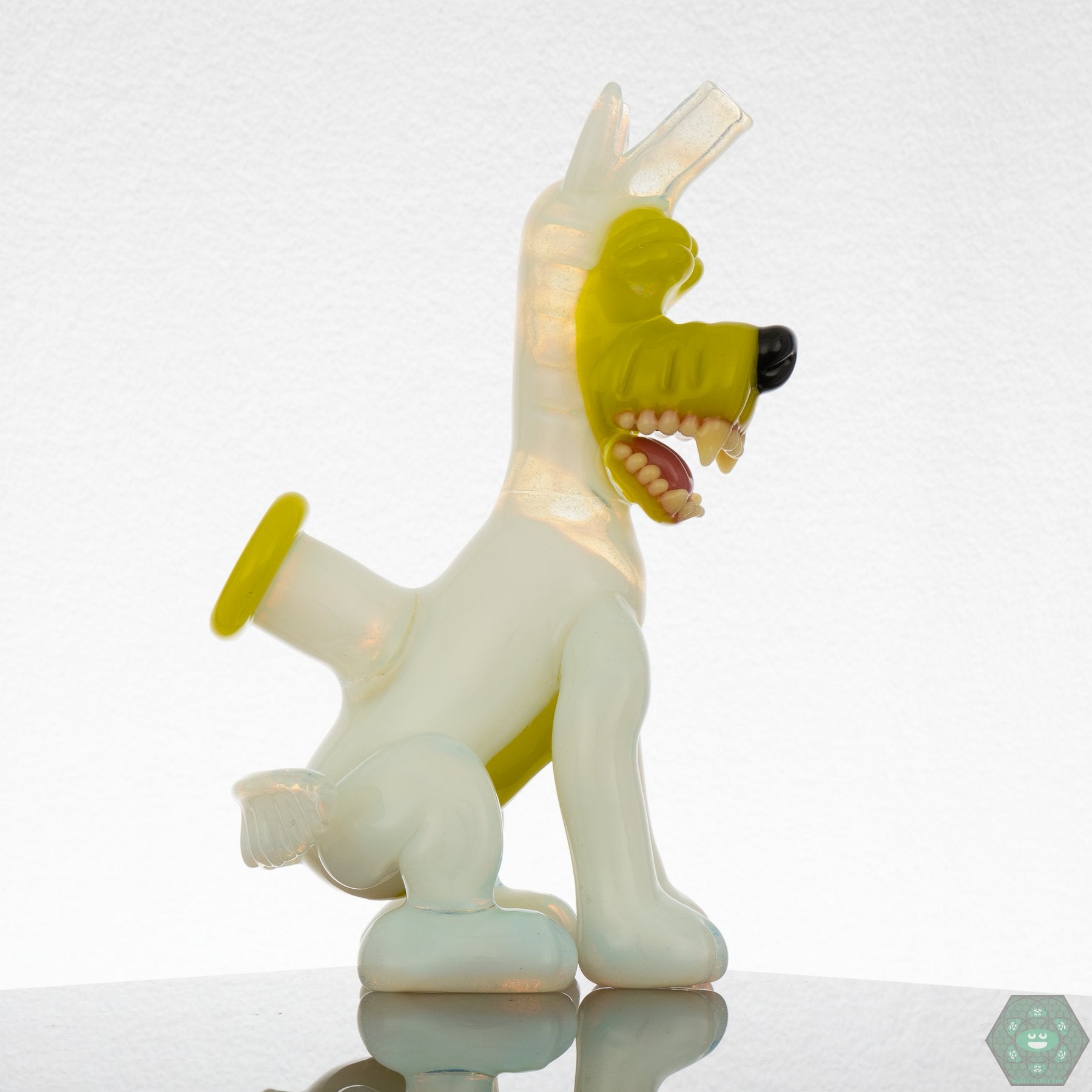 Ryan Kane Full Body Open Mouth Wolf - Secret White & Roswell - @Ryankane_glass - HG