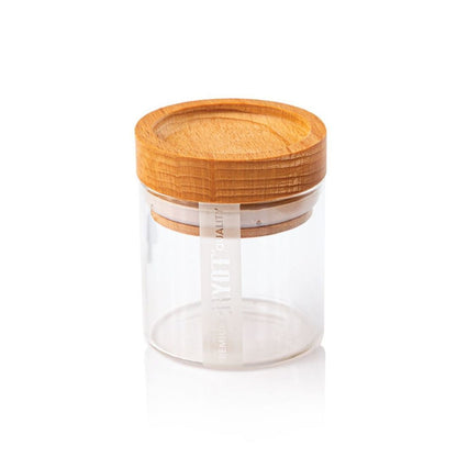 Ryot Solid Wood Jars, natural and durable wood storage for herbs, offering a sustainable option for herb storage, keeping contents fresh and secure.