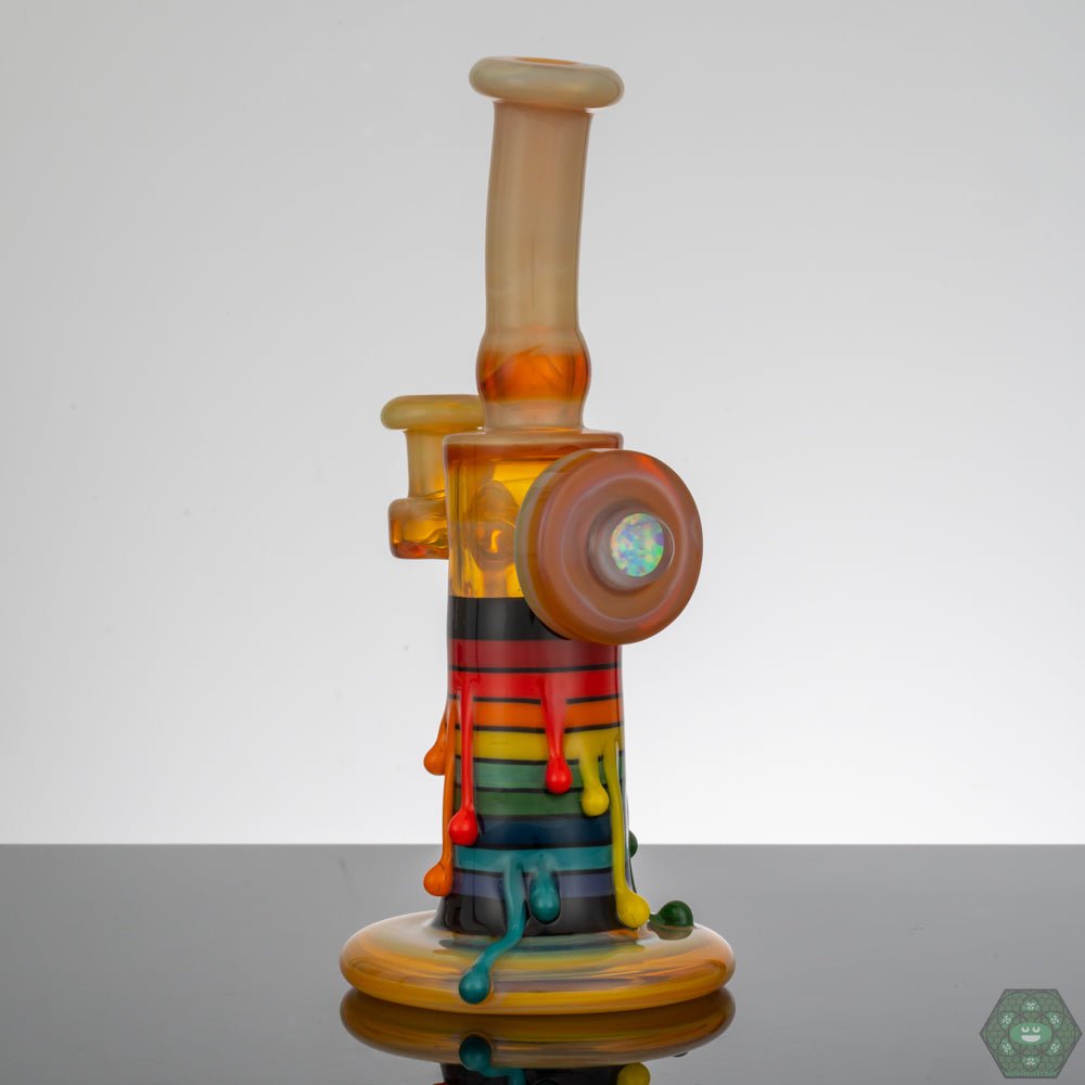 Artistic Skrillinger NS Yellow Exploding Candle glass piece, blending function and style for collectors.