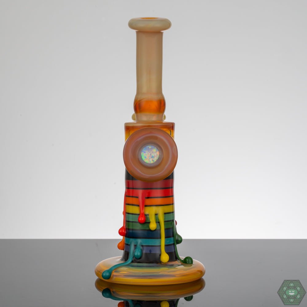 Handcrafted Skrillinger NS Yellow Exploding Candle rig, ideal for concentrate use with dynamic aesthetics.