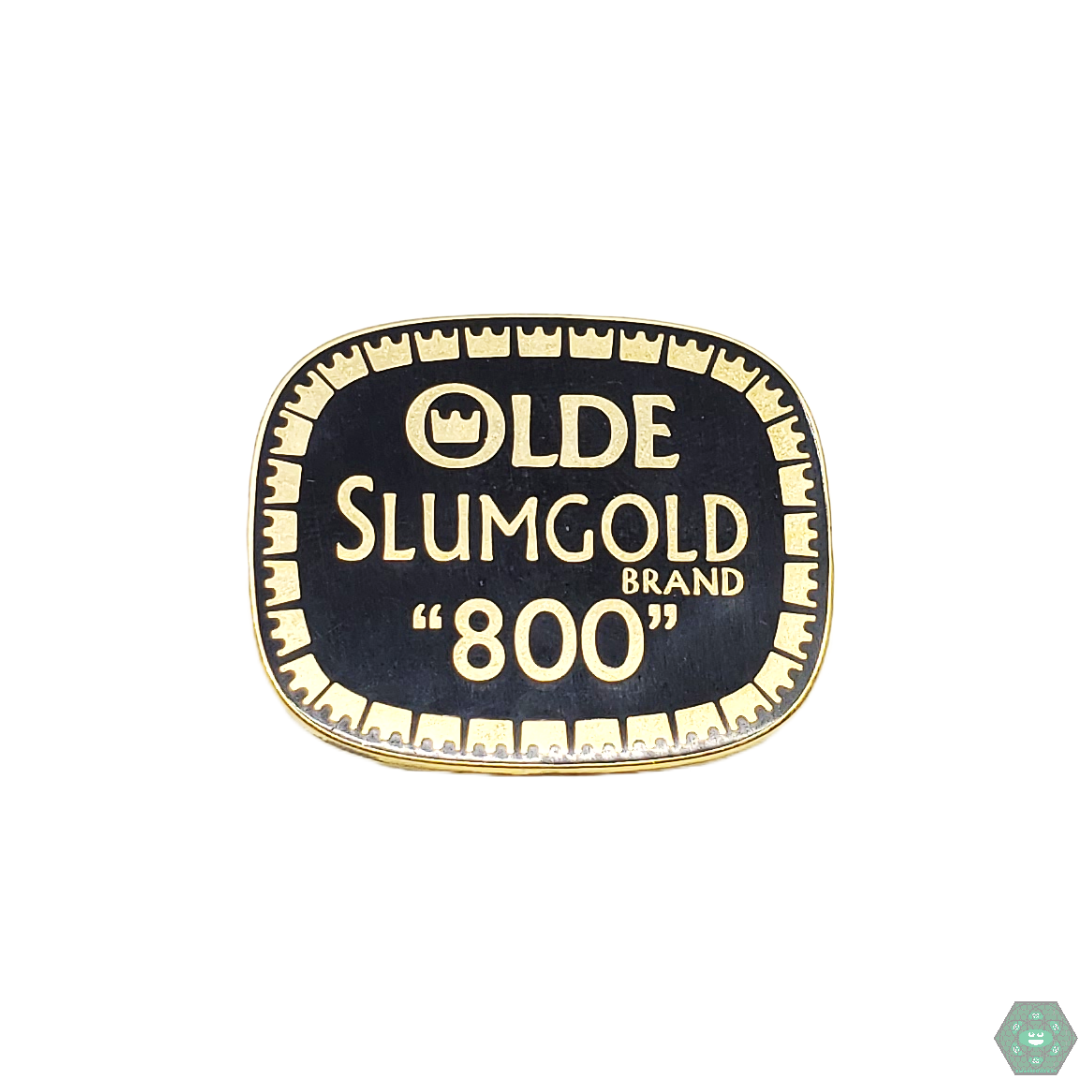 Slum Gold Baseball Bat Pin featuring a bold, iconic design and high-quality enamel finish, perfect for fans of unique, striking designs.