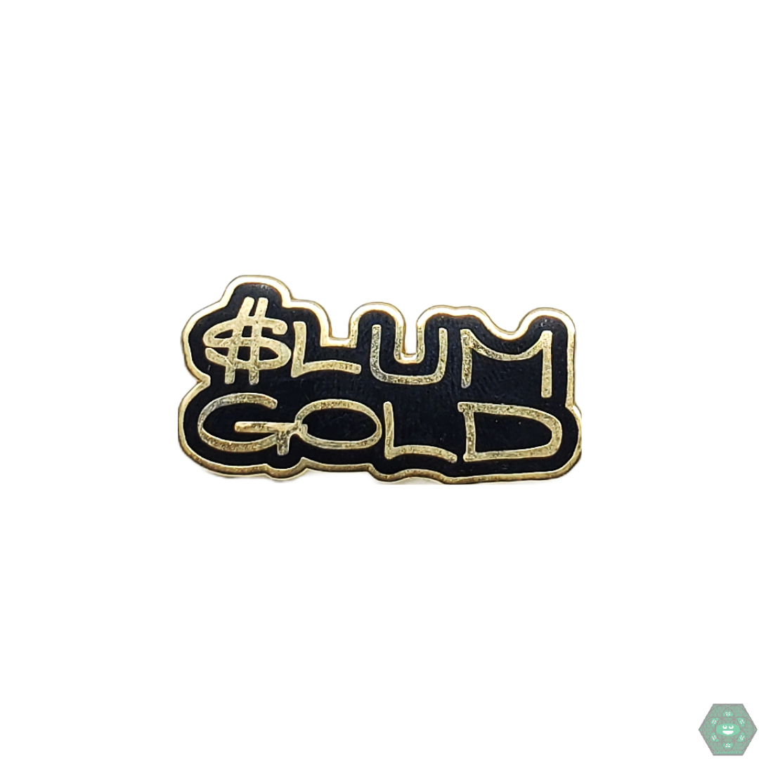 Slum Gold Hat Pin featuring an iconic and bold design, crafted with durable enamel for a stylish addition to any pin collection.
