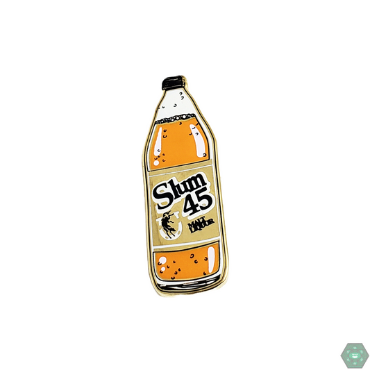  Slum Gold 'Slum 45' Hat Pin featuring a unique, bold design in durable enamel, perfect for fans and collectors looking to add a standout piece to their collection.