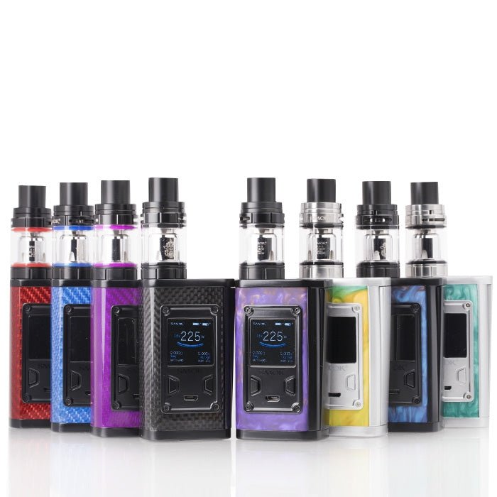 SMOK Majesty Kit in Red/Blue Resin, an advanced vape kit combining high performance with a bold design, featuring a customizable LED display and delivering consistent, high-quality vapor production, ideal for advanced users seeking both functionality and style.
