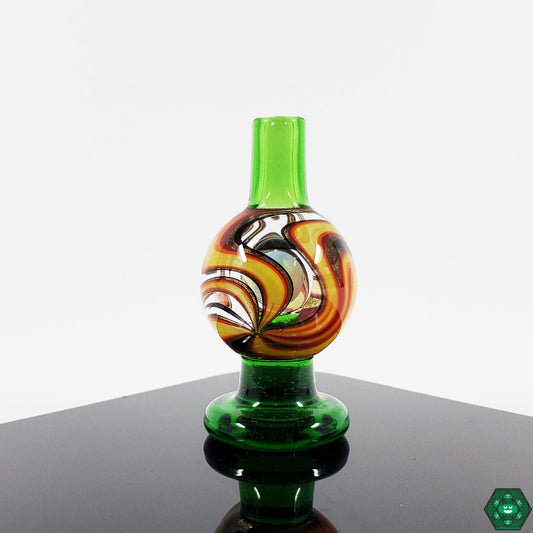  Soup Glass Wig-Wag Bubble Cap with Opal, a 25mm handcrafted carb cap featuring a 6mm encased opal and available in multiple colors, designed to elevate your dabbing setup with maximized airflow for consistent vapor and full flavor extraction, ideal for enthusiasts seeking high-quality, artisanal glass carb caps.