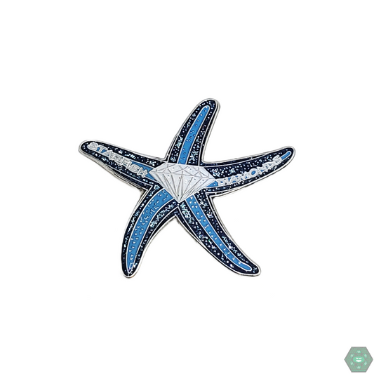 Starfish Diamonds Hat Pin with an intricate starfish design, crafted from high-quality enamel, adding a unique touch to any collection