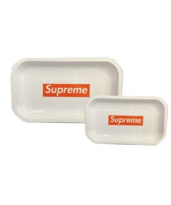 Supreme Large Rolling Tray, a durable and stylish surface for rolling, large-sized with iconic Supreme design, providing ample space for organizing rolling supplies, easy to clean, lightweight and portable for convenience, adds style to any rolling setup.
