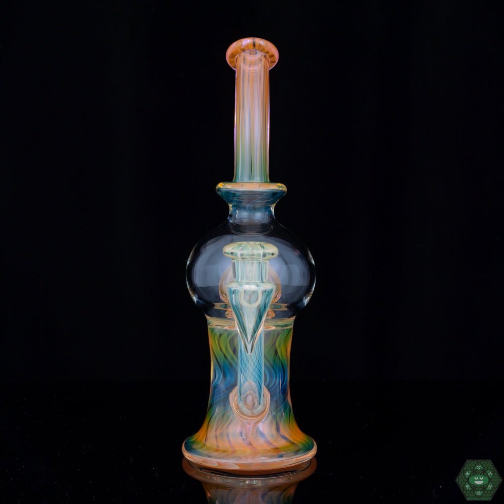 Tube Sock Glass Hustle Fumed Brain Bub #2, a unique fumed glass design with brain tech patterns, visually captivating, crafted for aesthetics and function, perfect for collectors seeking style and performance in a portable format.


