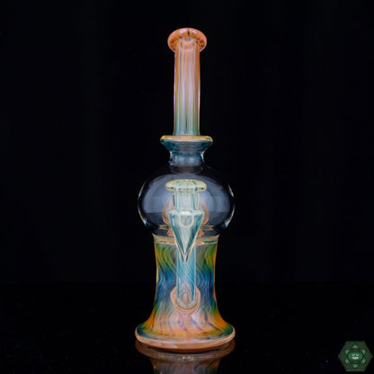 Tube Sock Glass Hustle Fumed Brain Bub #2, a unique fumed glass design with brain tech patterns, visually captivating, crafted for aesthetics and function, perfect for collectors seeking style and performance in a portable format.


