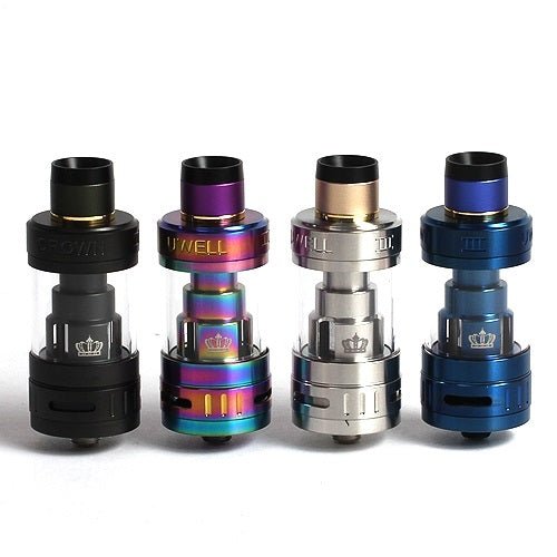 Uwell Crown 3 Tank in Multi-Color, a stylish sub-ohm tank known for smooth airflow, premium build quality, compatibility with Crown 3 coils for excellent flavor and dense vapor production, and a unique multi-color finish to add flair to any vape device.