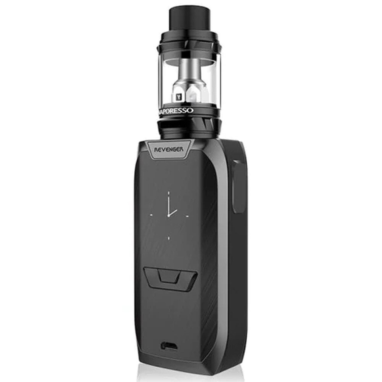  Vaporesso Revenger Kit in Black, a stylish and high-tech vape kit offering a sleek, powerful design, an intuitive OLED screen, adjustable settings, Vaporesso’s advanced chipset, and a premium vaping experience for users who value both form and function.