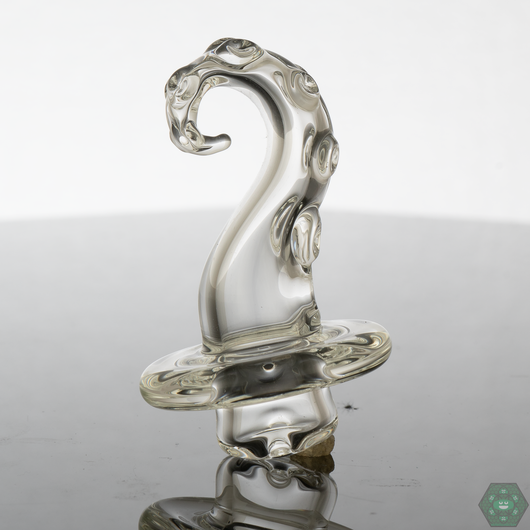 Wicked Glass Tentacle Spinner Caps, available in Clear, Atlantis, and NS Yellow, showcasing the different color options for these unique dab accessories.