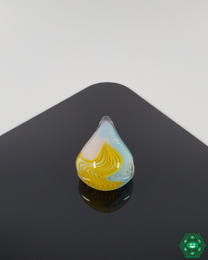 Wig Wag Glass Pendant featuring vibrant colors and intricate linework, perfect for collectors and glass art enthusiasts.