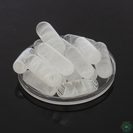 Willy Wolly Glass Pills in White, minimalist dab accessories designed for stable heat retention and a clean, refined aesthetic.